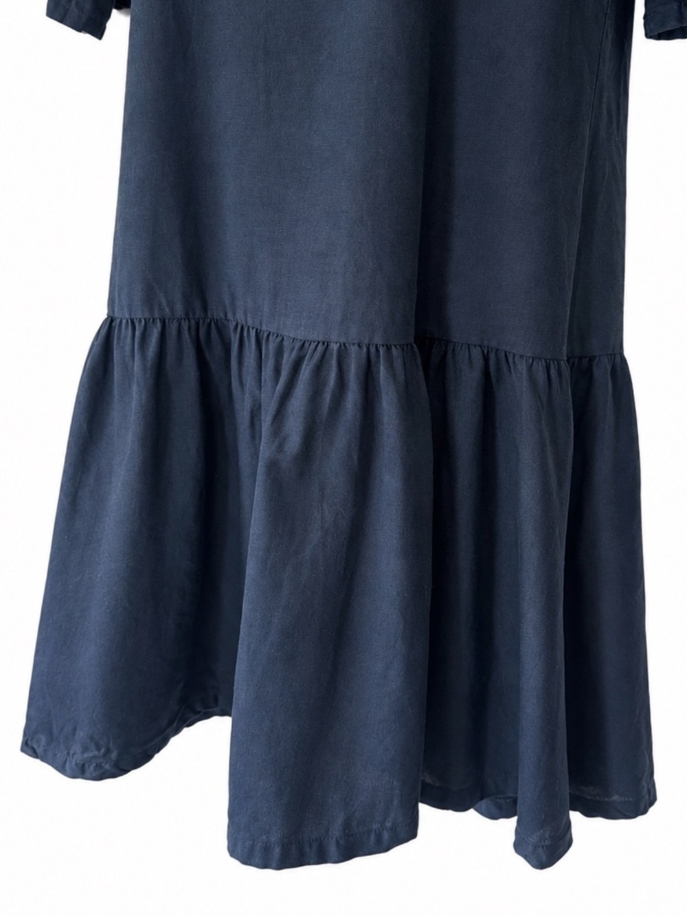 Emma Knudsen Lauren Dress Navy Linen Blend Ruffle Hem Oversized XXS (XS-Sm) - Picture 6 of 11